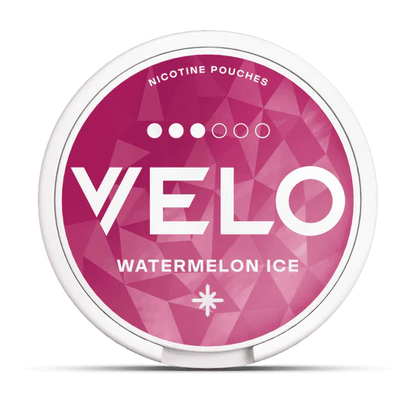 Velo nicotine pouches container with 'Watermelon Ice' flavor on a white background.