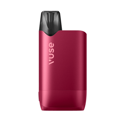 Red vape device with 'vuse' branding on a transparent background