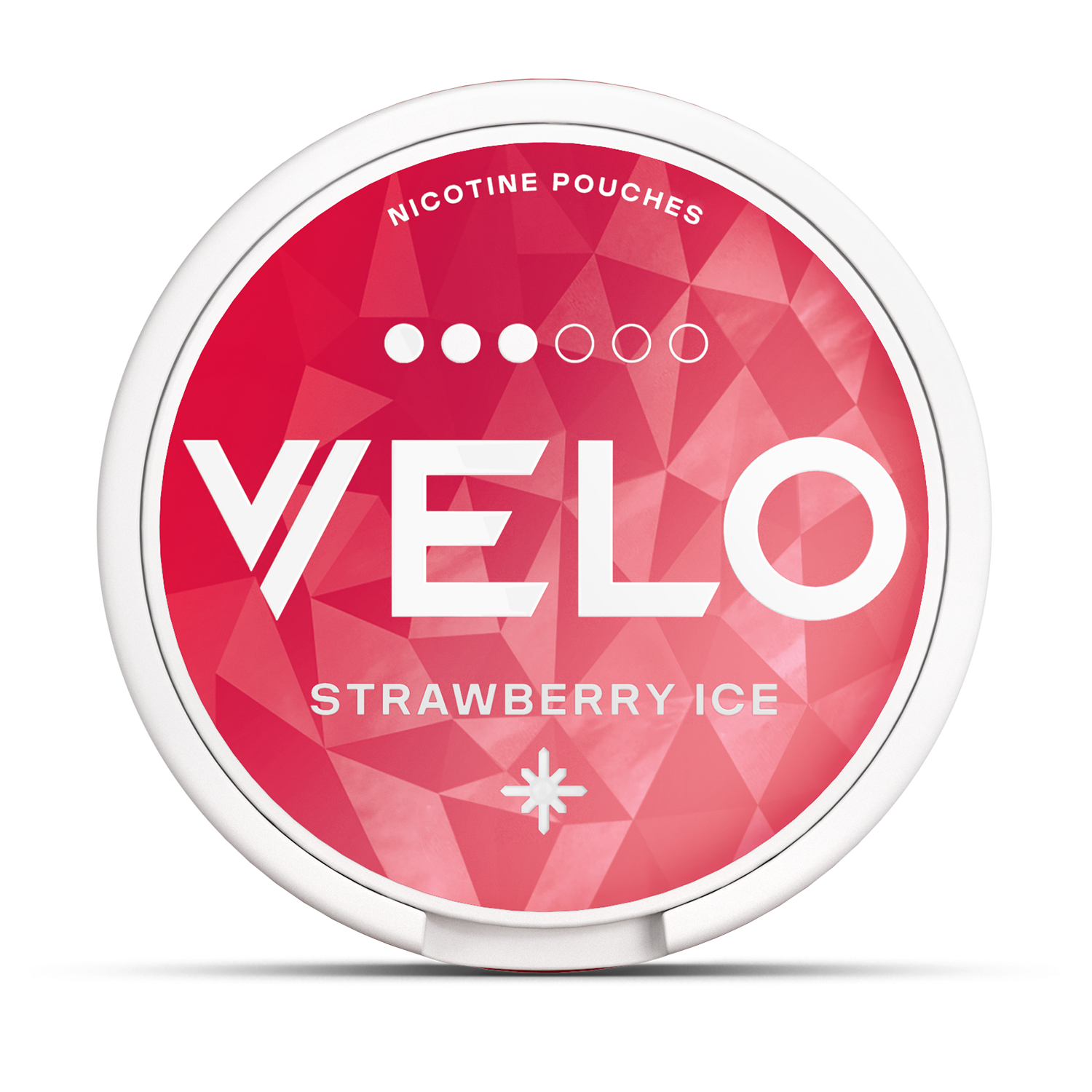 Velo nicotine pouches container with 'Strawberry Ice' flavor on a white background.